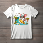 Men's white T-Shirt with Printed Cute Mouse Diver Design