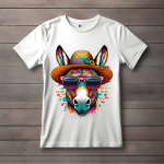 Men's white T-Shirt with Printed Donkey Face