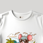Men's white T-Shirt with Printed Cute Mouse Diver Design